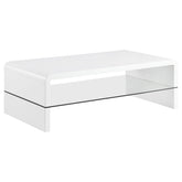 Best Furniture Outlet - Coaster - Airell Rectangular Coffee Table with Shelf White High Gloss - 703798